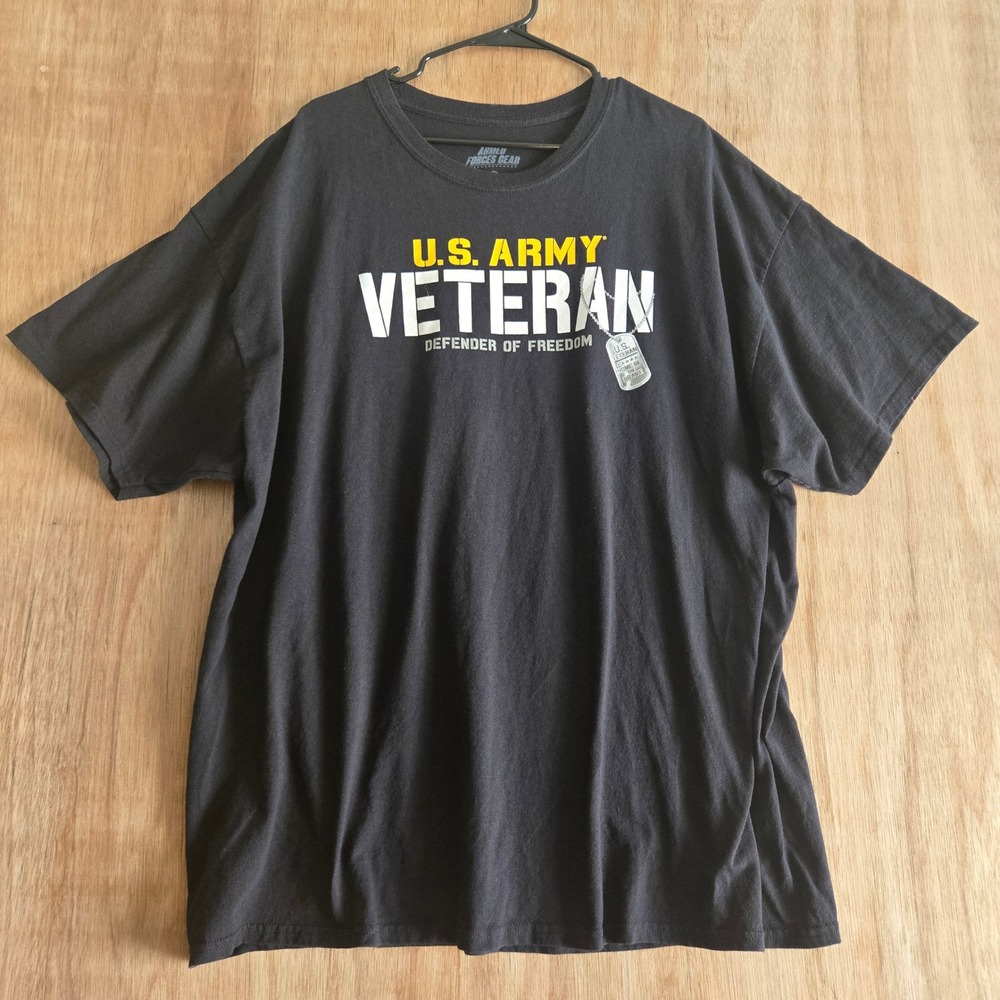 Armed Forces Gear US Army Veteran Defender of Freedom T-Shirt Black 3XL Mens
